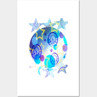 Stars, Clocks, and Circles (Blue) Posters and Art